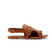 Leather Flat Sandal with Buckles C5