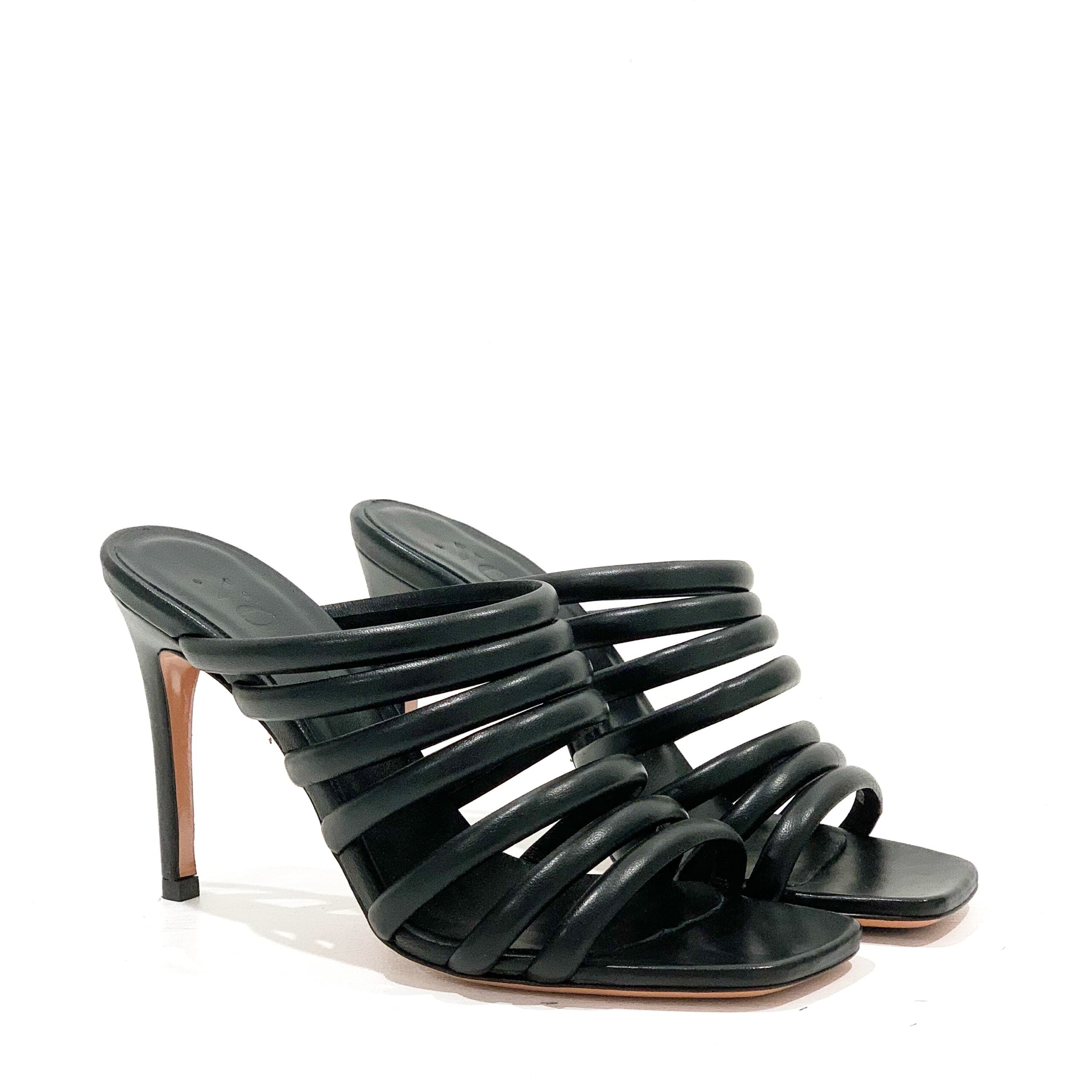 Women's leather clogs with heel CAL914
