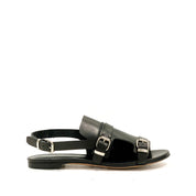 Leather Flat Sandal with Buckles C5