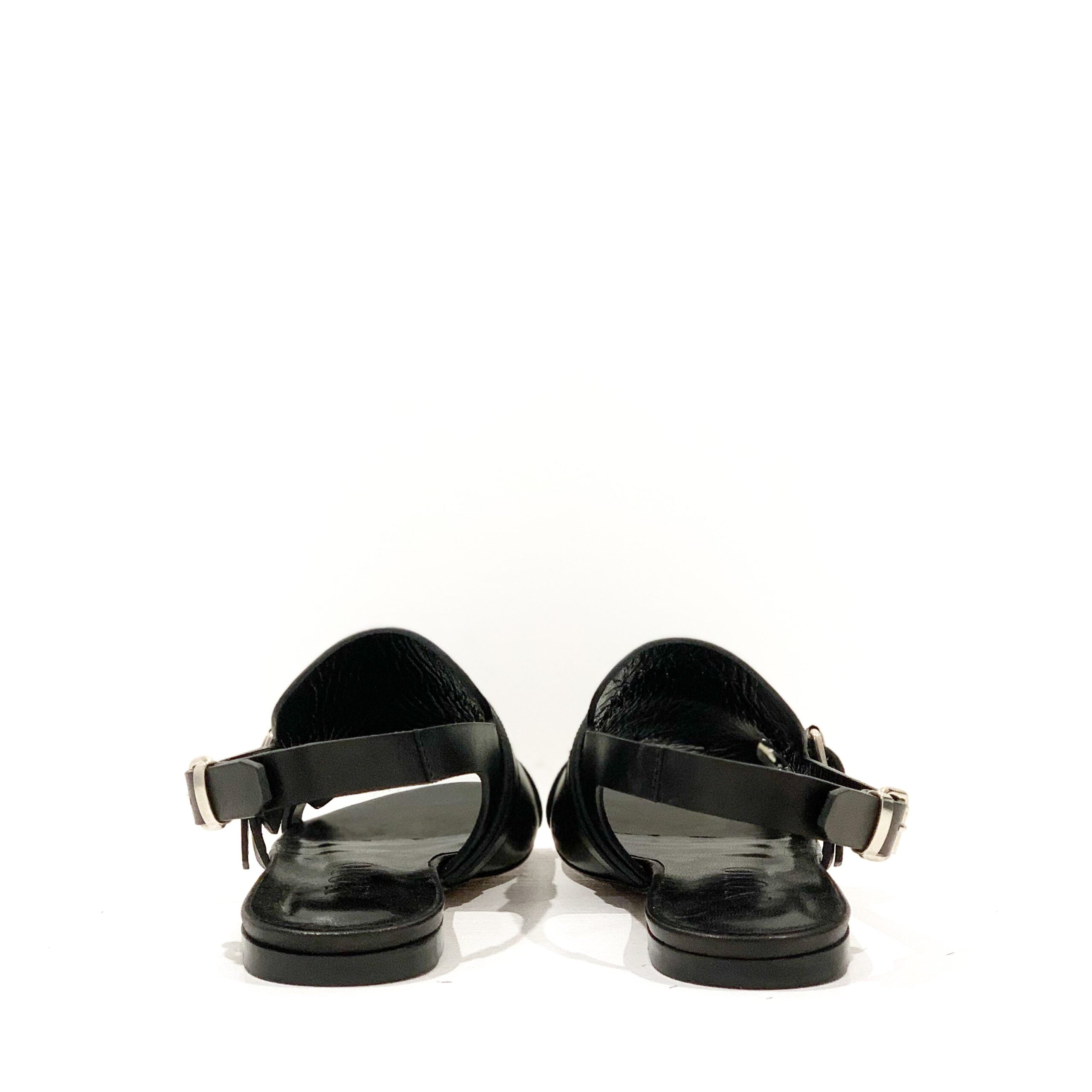 Leather Flat Sandal with Buckles C5