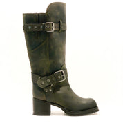 Stivale con fibbie in pelle vintage color antracite DNOT 209
