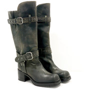 Stivale con fibbie in pelle vintage color antracite DNOT 209