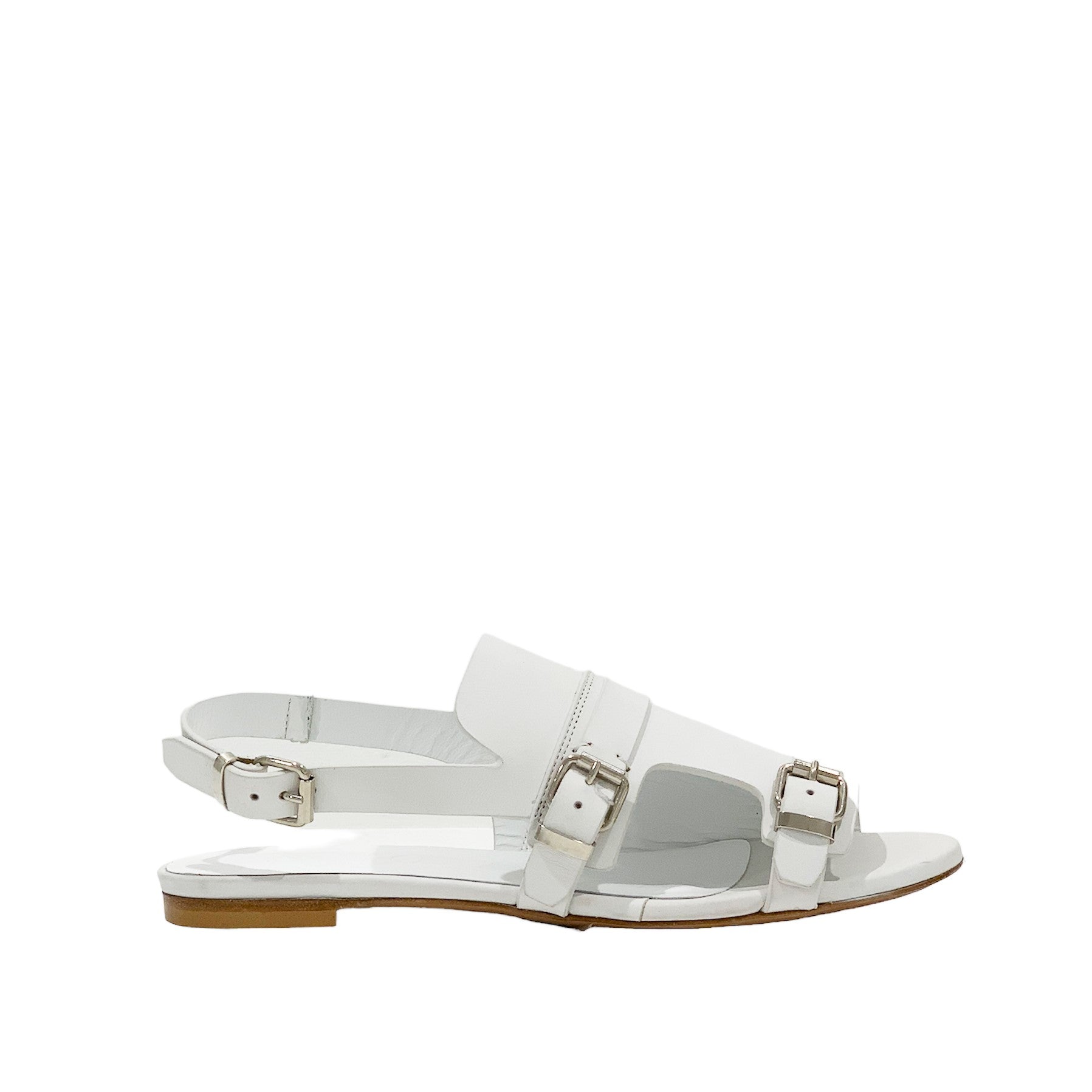 Leather Flat Sandal with Buckles C5