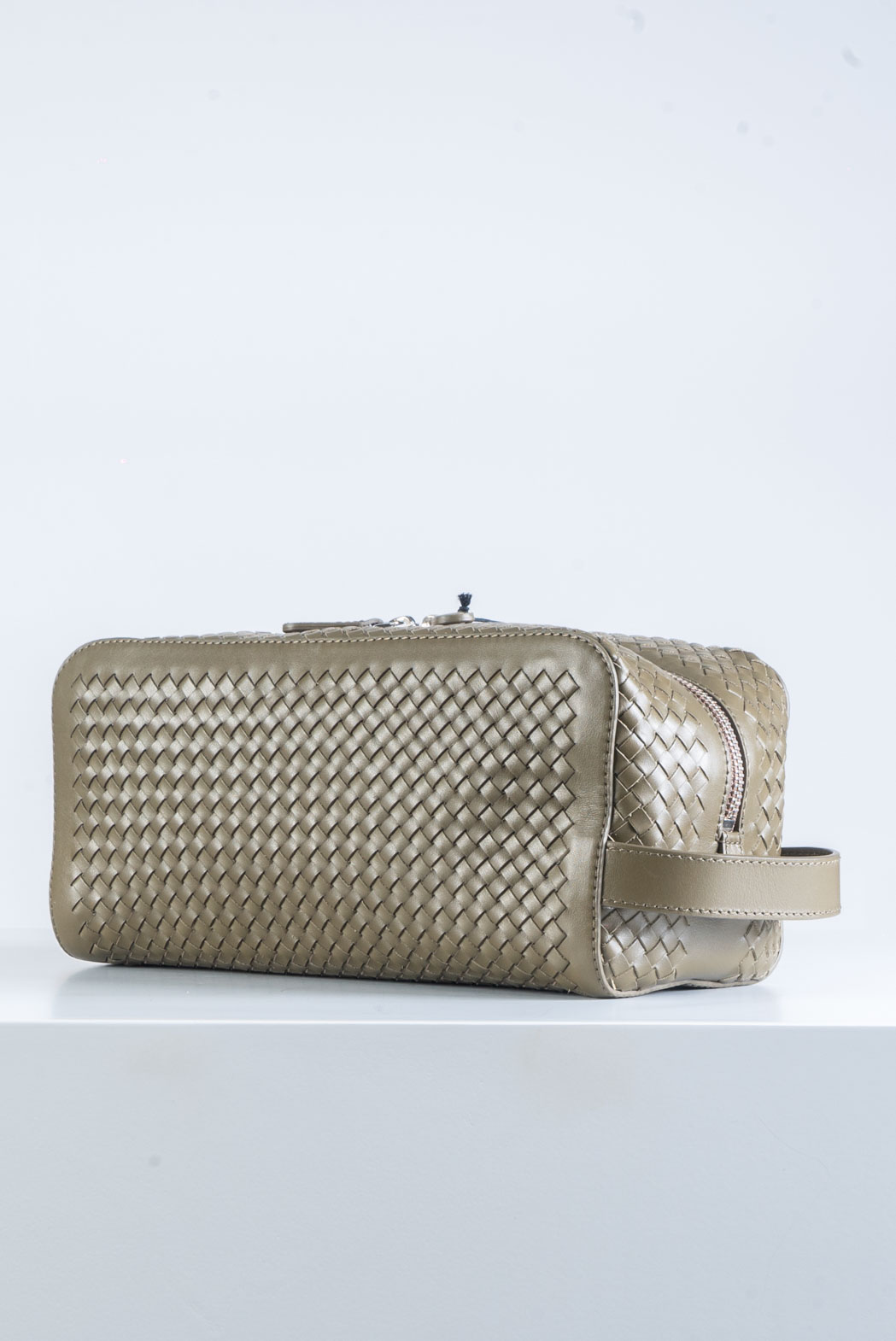Beauty Case in Pelle Premier con Intreccio Oliva MASSIMO 7