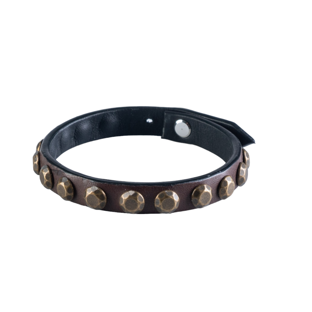 Bracciale in Cuoio con Borchie Bronzo BNT61