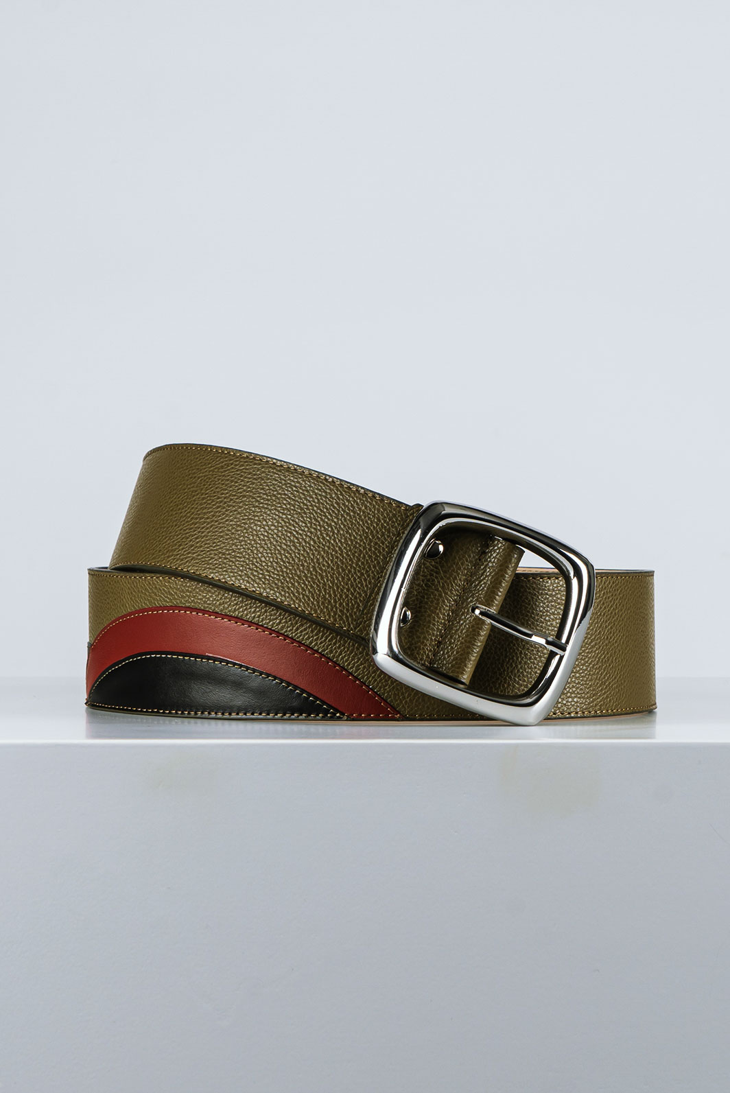 Cintura Donna in Pelle Oliva e Dettagli Colorati CDNT127-1