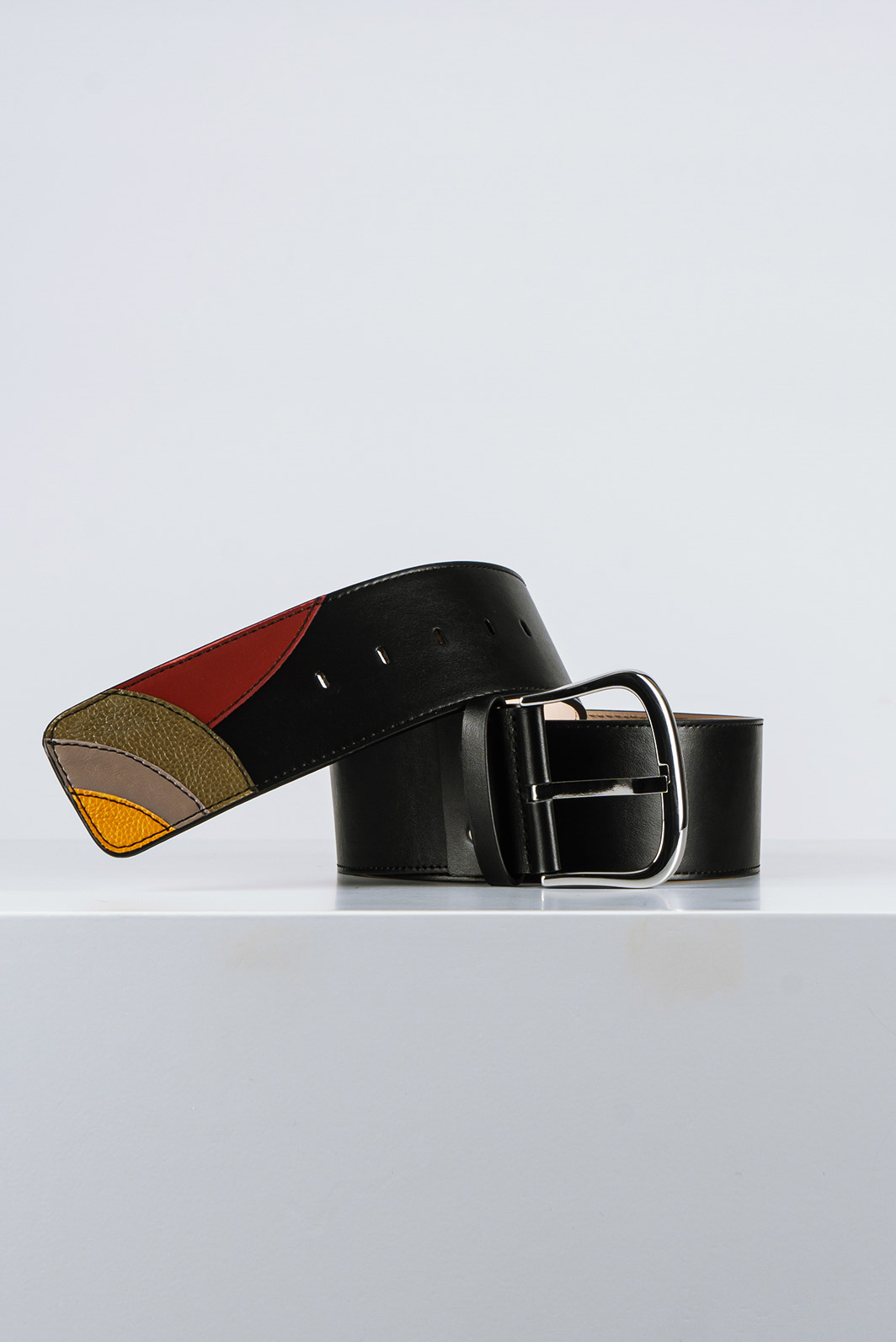 Cintura Donna Pelle Nera con Dettagli Colorati CDNT148