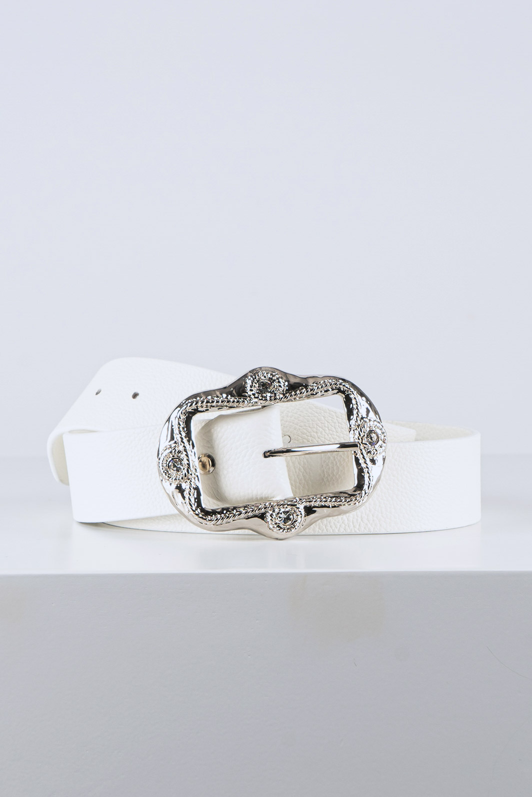 Cintura Donna in Pelle Bianca con Strass CDNT57