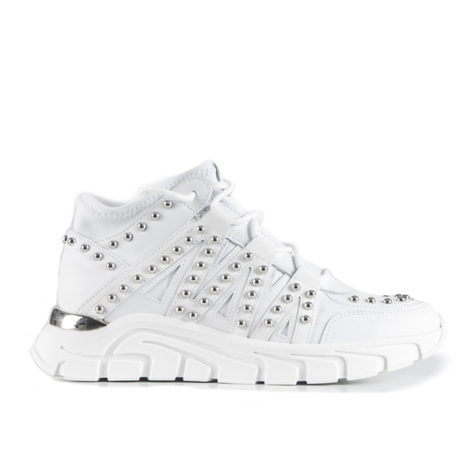 Sneakers Donna in Pelle bianca con Borchie EVAMONDE7
