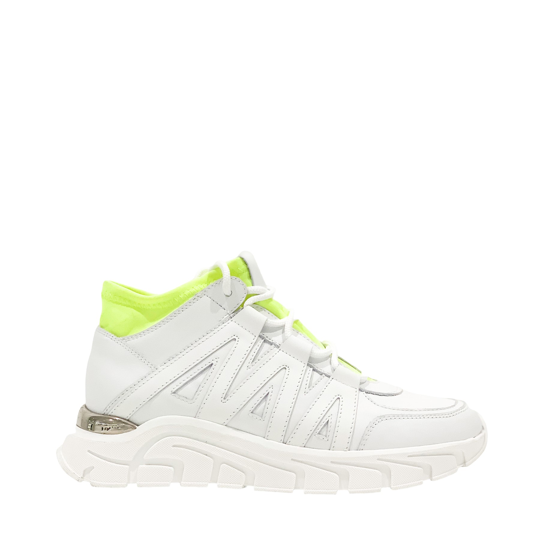 Sneakers Donna in Pelle Bianco e Fluo EVAMONDE2