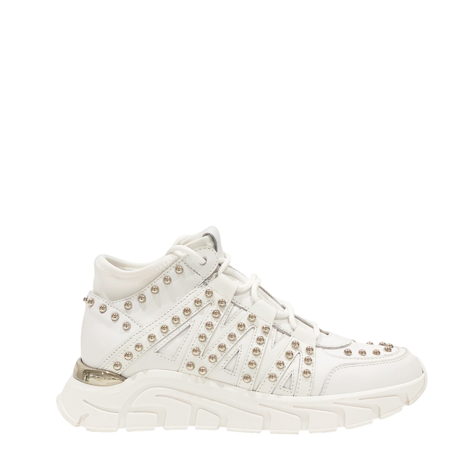 Sneakers Donna in Pelle bianca con Borchie EVAMONDE7