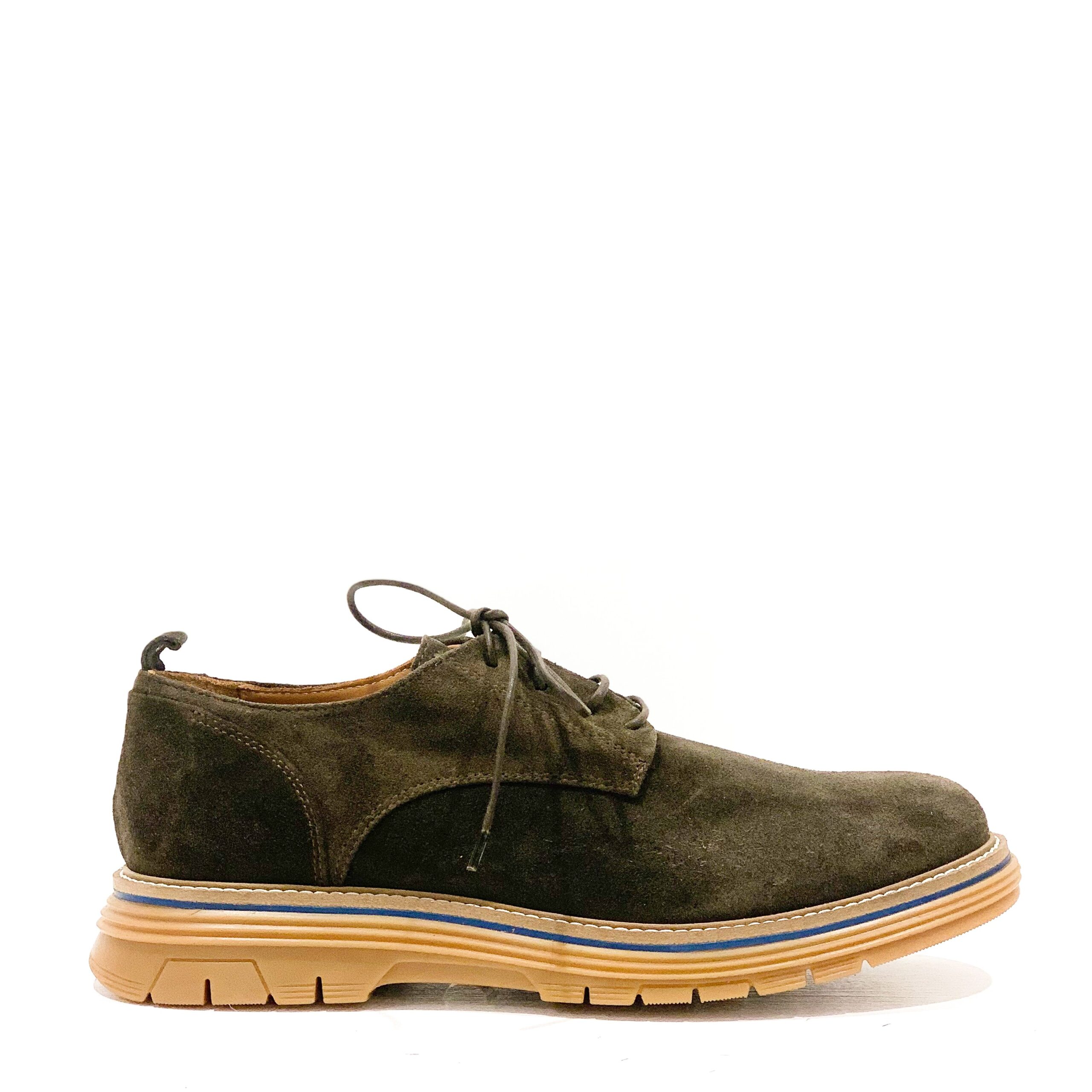 Scarpe Derby Uomo Allacciata in Pelle Crosta Marrone UNOT110D3